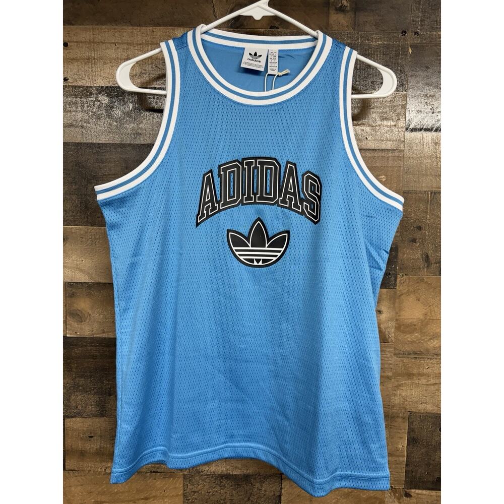 Adidas Boys Size Large Basketball Jersey Blue White NWT SKU 097
